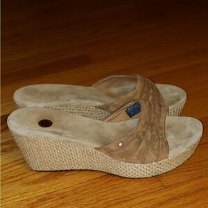 UGG Tan leather wedge sandals